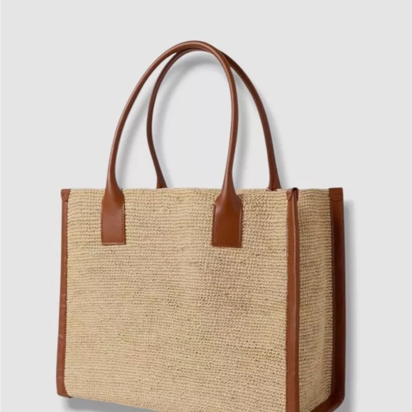 Christian Louboutin By My Side Women's Beige Raffia Leather Large Logo Tote Bag - Picture 2 of 4